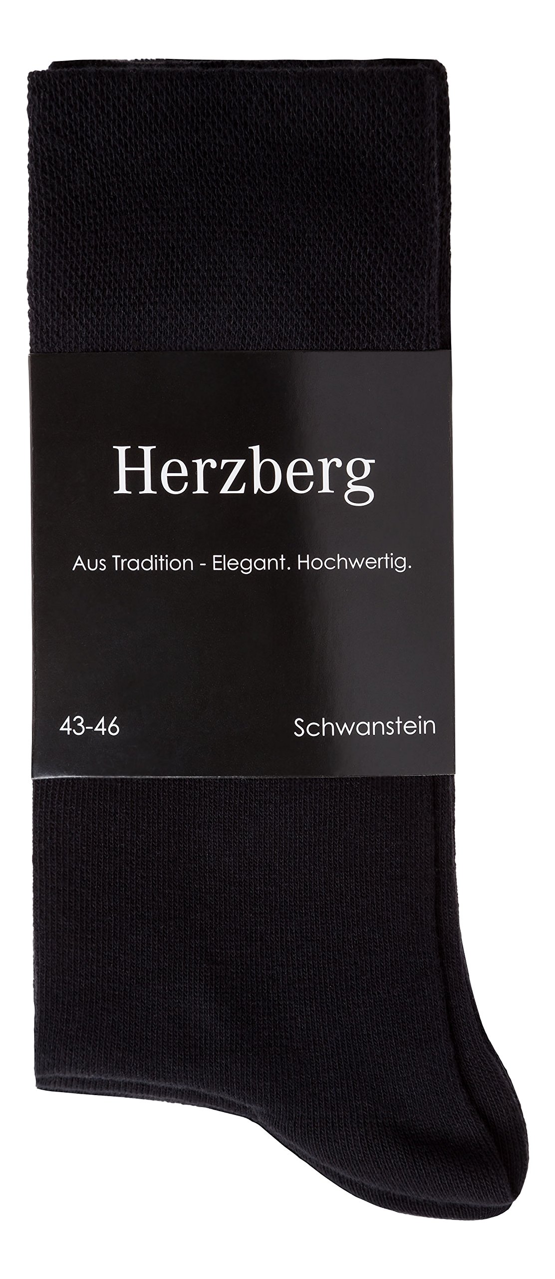 Herzberg Herren Damen Business Socken Baumwolle ohne Naht, Schwarz | 10 Paar, 39-42