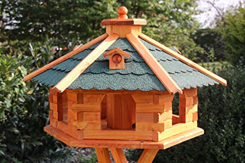 Holzdekoladen Maxi Vogelhaus Vogelhäuser mit und ohne Ständer 67 x 45 cm behandelt Typ 5.1 (ohne Ständer, Grün)