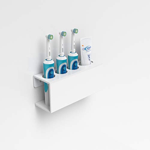 Wandhalterung für elektrische Zahnbürste & Zahnpasta, Weiß, acryl, weiß, 3 Toothbrush & Toothpaste