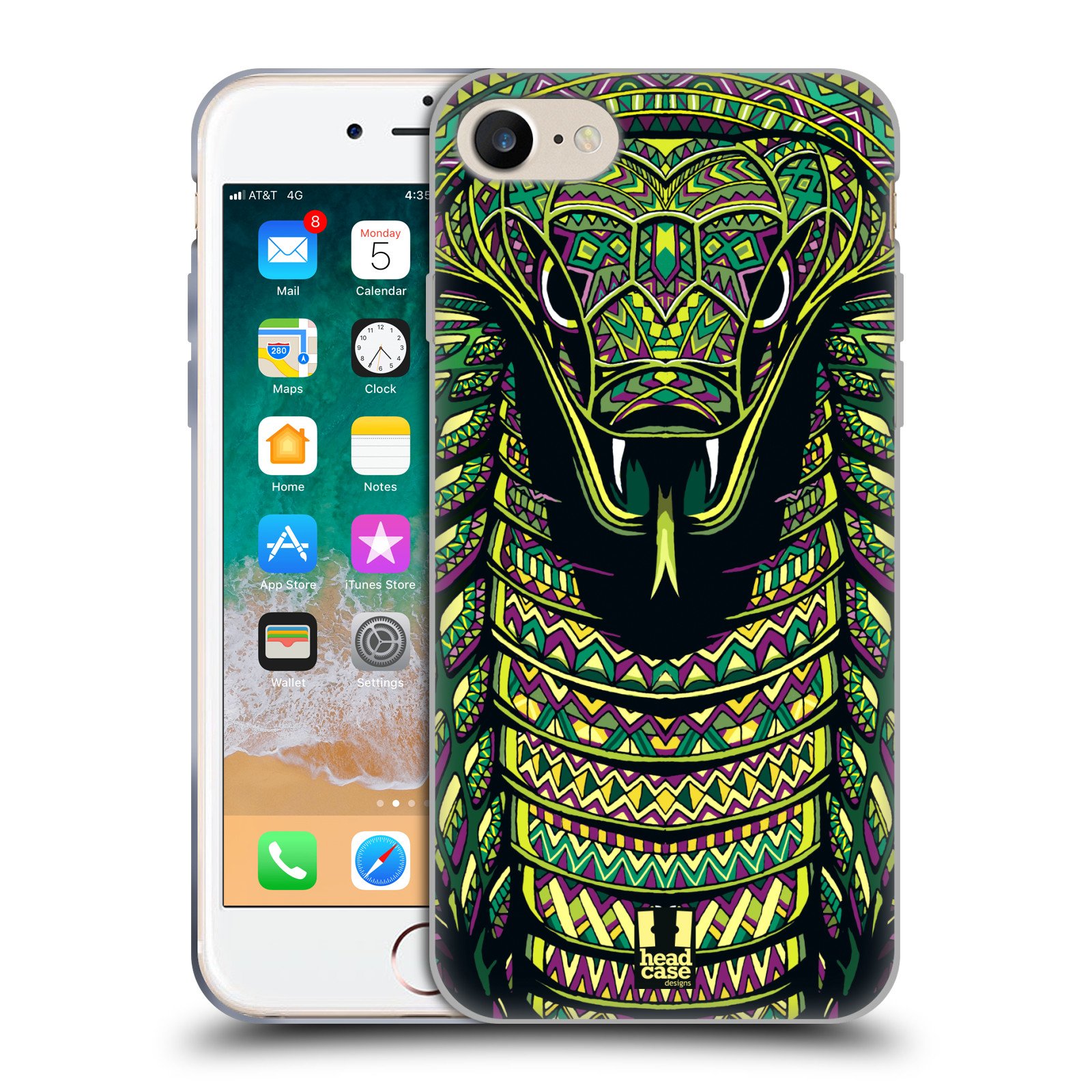 Head Case Designs Schlange Aztekische Tiergesichter Serie 6 Soft Gel Handyhülle Hülle kompatibel mit Apple iPhone 7/8 / SE 2020 & 2022