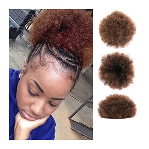 Afro-Puff mit Kordelzug-Pferdeschwanz-Verlängerung Curly Bun Synthetische kurze Pferdeschwanz-Perücke for schwarze Frauen Haarknoten (Color : 1BT30#)