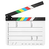 30x25CM Acryl Movie Clapperboard Professioneller Regisseur Action Clap Filmfotografie-Tool für Filmliebhaber, Amateurfilmer, eingebauter Magnet(bunt)