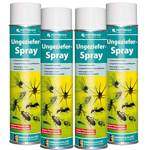 HOTREGA Ungeziefer Spray 600 ml - Insektenvernichter, Wespenspray, Insektenspray, Schädlingsbekämpfung, Mengen:4