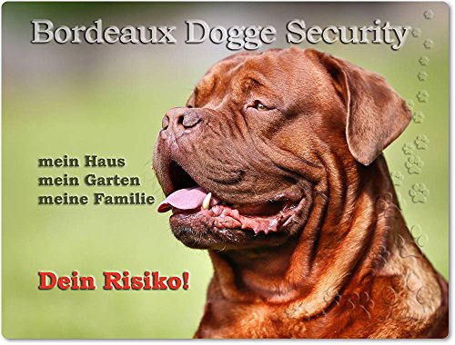 Merchandise for Fans Warnschild - Schild aus Aluminium 30x40cm - Motiv: Bordeaux Dogge Security (01)