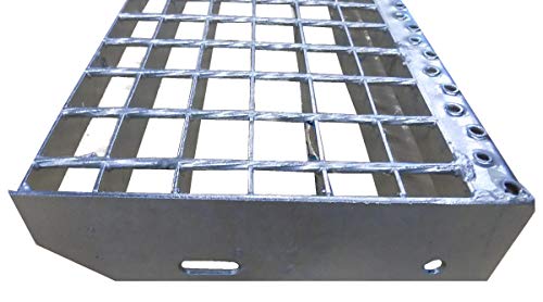 Treppenstufe Trittstufen Metalltreppe Gitterroststufen feuerverzinkt/Tiefe 24cm Breite 90cm / Maschenweite: 30/30 mm/Ideal für den Einsatz im Innen und Außenbereich