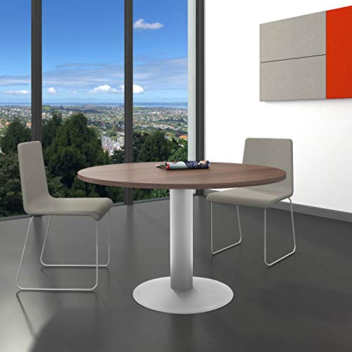 Weber Büro Optima runder Besprechungstisch Ø 120 cm Nussbaum Silbernes Gestell Tisch Esstisch