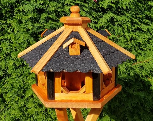 Vogelhaus aus Holz wetterfest (L ohne Ständer, Schwarz)