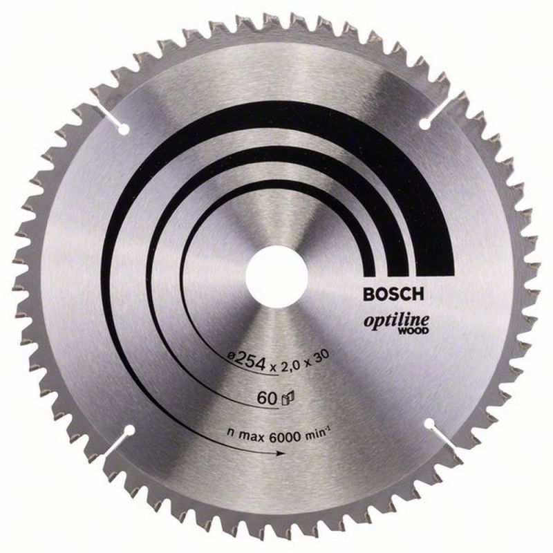 Bosch Kreissägeblatt Optiline Wood für Kapp- und Gehrungssägen, 254 x 30 x 2,0 mm, 60 2608640436