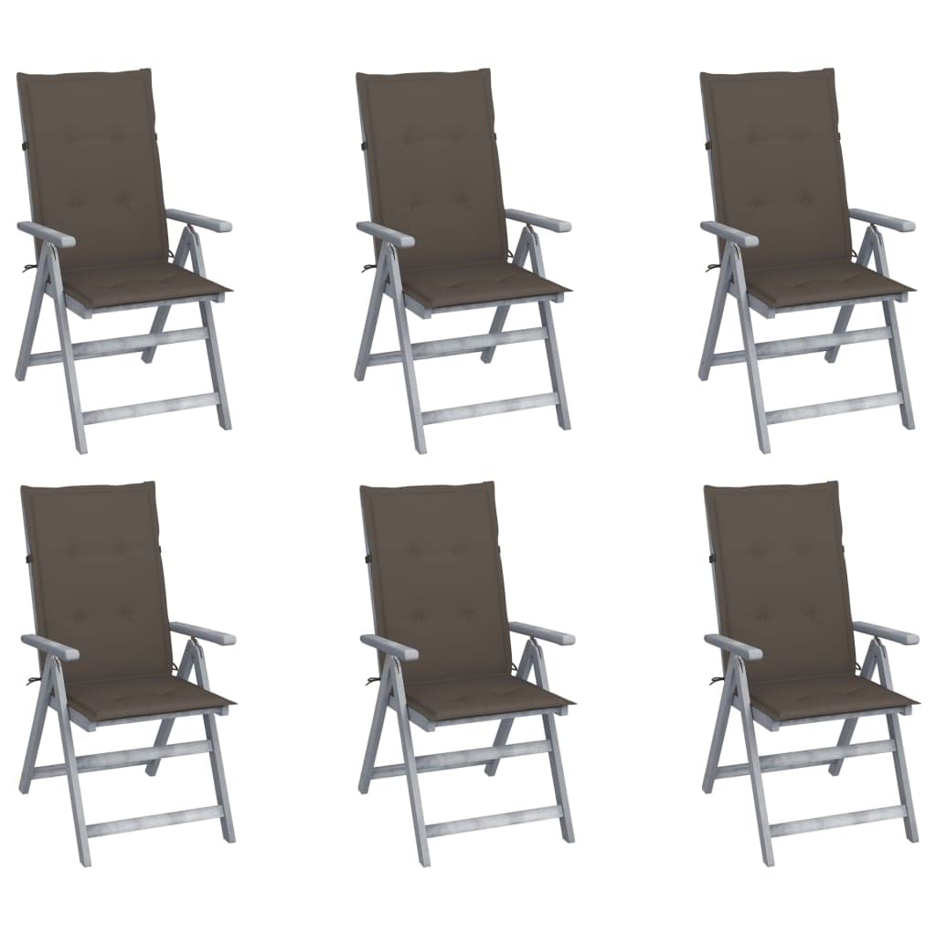 klappstuhl bis,klappsessel,camping stuhl,rattansessel,Verstellbare Gartenstühle 6 Stk. mit Auflagen Massivholz Akaziestapelstuhl,klappstuhl holz,campingstuhl mit tisch,gartenstuhl,sun garden,