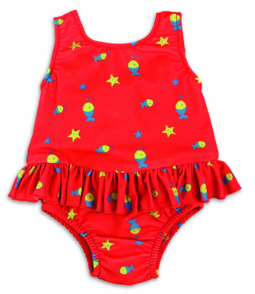 Bambinomio Baby Badeanzug mit Schwimmwindel XL - rot