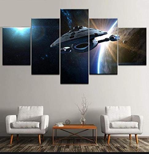 104Tdfc USS Enterprise 5 Teilig Leinwanddrucke Wanddeko Kunstdruck Modern Wandbilder Leinwand Wohnzimmer Kunstdruck Bilder Kreatives Geschenk