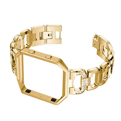 Hemobllo Kompatibel für Fitbit Blaze Bänder Strass Armband Schnellverschluss Ersatzarmband Armband mit Rahmen Kompatibel mit Fitbit Blaze Smart Watch (Golden)