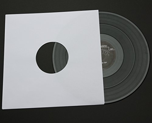 200 St. Single 7“ Deluxe Innenhüllen 180x180 mm reinweiß für Vinyl Schallplatten ungefüttert 90 gr Papier mit Innenloch