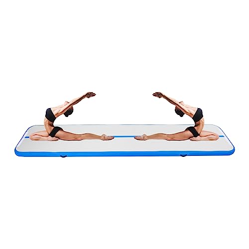 Gymnastikmatten aufblasbare Fitness-Matte mit elektrischer Luftpumpe - Sportmatte, Yoga, Gym Trainingsmatte, Matte für Zuhause, Training, Cheerleading, Wasserspaß (Blau)