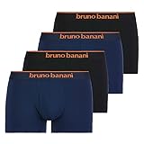 bruno banani Herren Boxershorts, 4er Pack - Quick Access, Unterhose mit Eingriff, einfarbig, Baumwolle Schwarz/Rot L