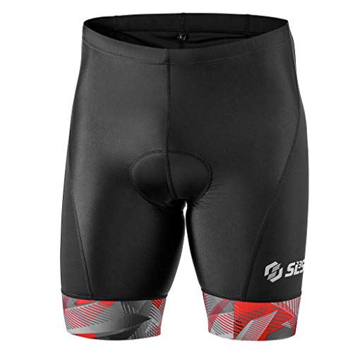 SLS3 Triathlon Hose Herren | 2 Taschen Tri-Short | FX Tri Shorts | Gepolstert Schwarz (Black/Red Geo, M)