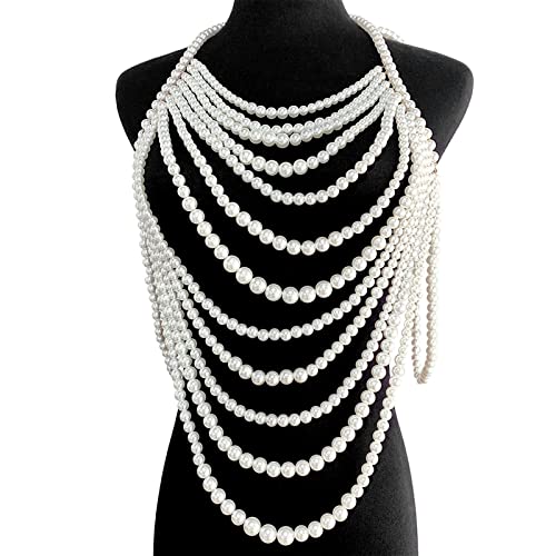 Mehrschichtige Perlen Körperkette Bralette Brustgeschirr Halskette Körperschmuck