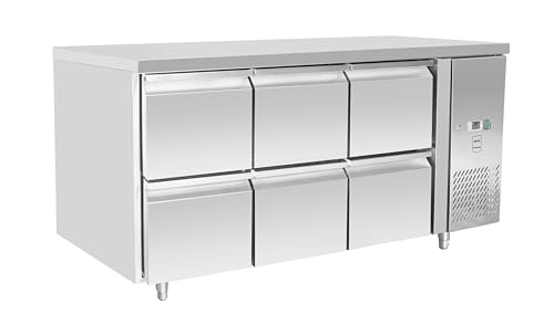 METRO Professional Kühltisch, Edelstahl, 179.5 x 70 x 85 cm, 135 L, 400 W, 6 Schubladen