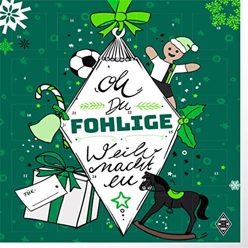 Borussia Mönchengladbach Premium Schoko-Adventskalender, Weihnachtskalender (200g), mit 25 großen Schoko-Talern mit einem tollen Vereinsposter und GRATIS Aufkleber