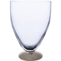 Vase Glas mit Fuß beige