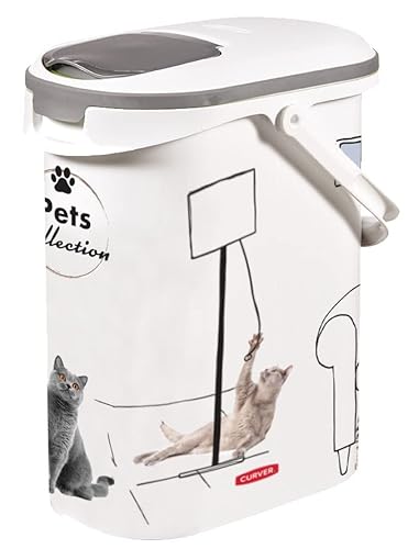 Curver Futterbehälter für Katzen – 10 l/4 kg – Pets Collection – luftdichte Aufbewahrung gegen Gerüche für Katzenfutter – 19 x 30 x 35 cm