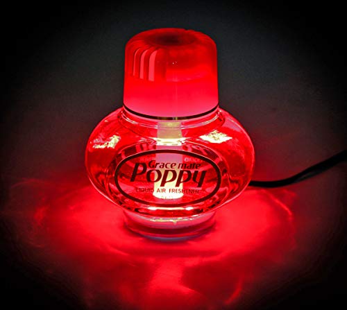 Lufterfrischer Original Grace Mate Poppy mit roter LED Beleuchtung, Duft Inhalt 150 ml, 24 Volt Anschluss für LKW (Duft Cattleya)