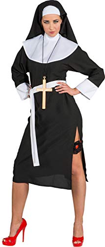 O1072-38-40 schwarz-weiß Damen Nonnen Kostüm Ordensfrau Kleid Gr.38-40