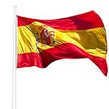 KliKil Spanische Flagge Balkon Deko -1 pcs -Flaggen Fahnen Fanartikel von Spanien aus nautischem Polyester, superbeständig gegen Wind und Regen 150x90 cm Premium Version 2022 90 x 150 cm Spanish Flag