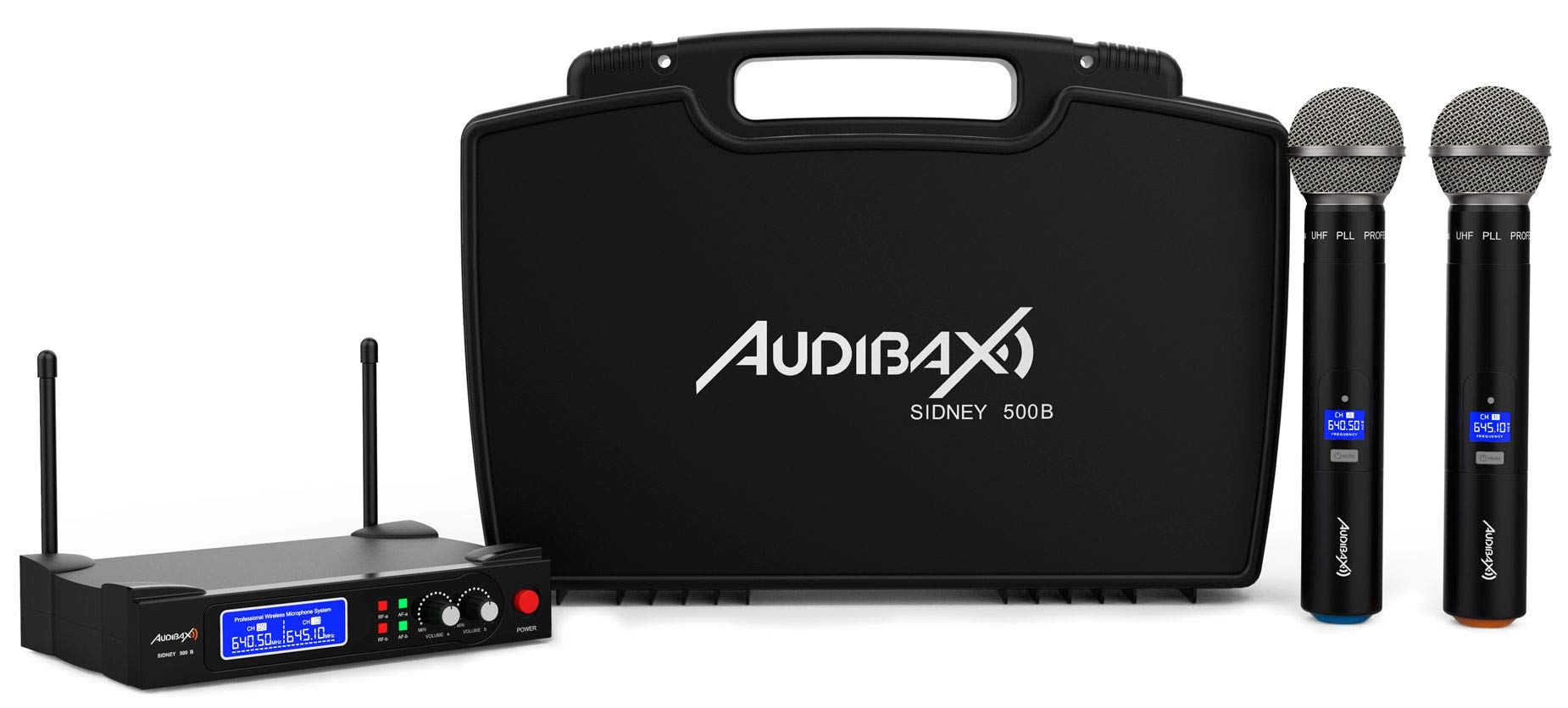 Audibax Sidney 500 B Micrófono Inalámbrico Profesional UHF Doble Mano + Maleta