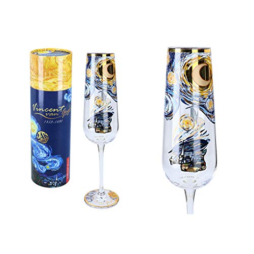 CARMANI - Schöne Champagnergläser verziert mit "The Starry Night" von Vincent Van Gogh, 220 ml