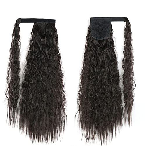 Braid Extensions 22 Zoll synthetischer Mais gewellter langer Pferdeschwanz for Frauen Haarteil Wrap On Clip Haarverlängerungen Pferdeschwanz Haarverlängerung Zopf (Color : 2, Size : 22inches)