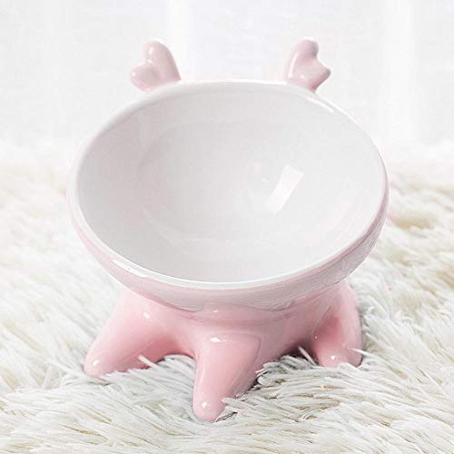 Haustier schusselDouble Dog Cat BowlsPet Ceramic Cute Cat Bowl Kleine Hundenahrungsschalen Wasserzufuhr rutschfeste Cervical Protect Geschirrzubehör Sicher bleifreie Glasur-A