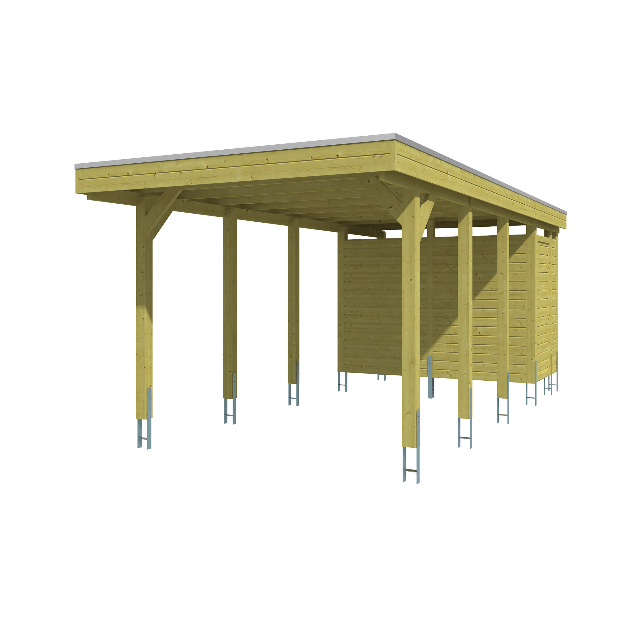 SKAN HOLZ Einzelcarport 'Friesland' 314 x 708 cm KDI imprägniert Set 2 m. Abstellraum 2