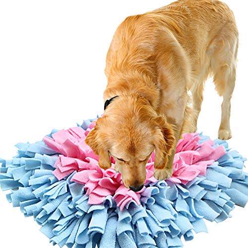 IEUUMLER Schnüffelteppich Hund Riechen Trainieren Schnüffeldecke Futtermatte Trainingsmatte für Haustier Hunde Katzen IE075 (45x45cm, Blue & Pink)