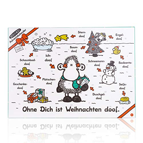 Accentra Bade- und Pflege- Adventskalender - Sheepworld "Ohne Dich ist Weihnachten doof" - mit 24 Körperpflege, Bade- und Accessoires-Produkten