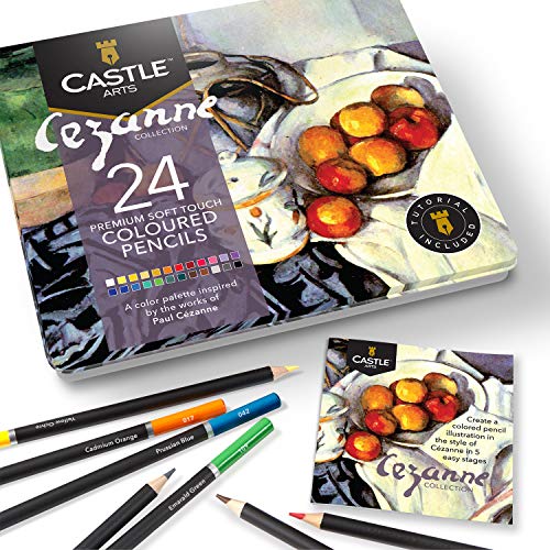 Castle Arts – 24 themenorientierte Buntstifte in einer Metallkiste, für Kunstwerke à la Cézanne. Hochwertige, weiche Spitzen – ideal zum Vermischen & Schaffen von Dimension für zauberhafte Ergebnisse
