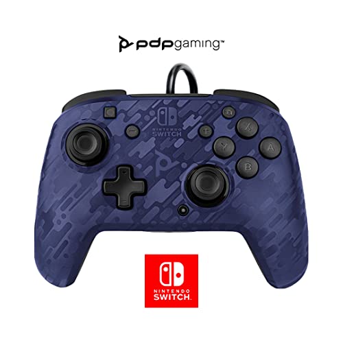 PDP Wired Controller Faceoff Deluxe + Audio Nintendo Switch blau-camouflage