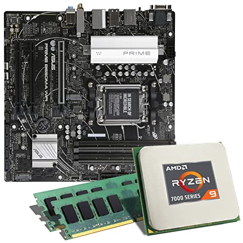 Mainboard Bundle | AMD Ryzen 9 7900X 12x4700 MHz, ASUS Prime B650M-A WiFi, 32 GB DDR4-RAM, 2X M.2 Port, 4X SATA 6Gb/s, USB 3.2 Gen2 | Tuning Kit | CSL PC Aufrüstkit