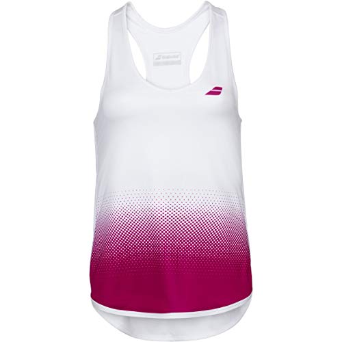 Babolat Unisex Kinder Compete Tank Top Girl Tanktop, Weiß/Rot (Vivacious Red), 8-10 años