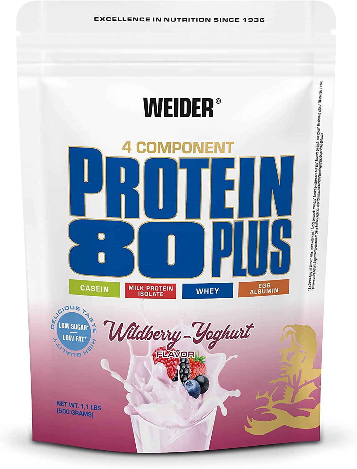 Weider Proteinpulver Protein 80+, Waldfrucht-Joghurt, 500 g