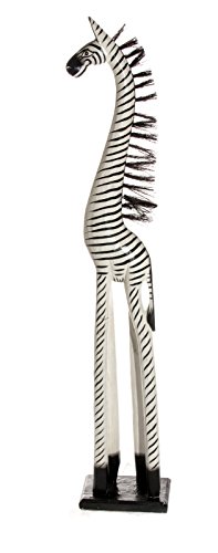 Ciffre 80cm Holz Zebra Holzzebra Schwarz Weiß Afrika Style Handarbeit Fair Trade + Glücksbringer Armband