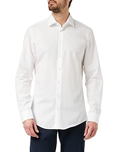 Seidensticker Herren Business Hemd Slim Fit - Bügelfreies, schmales Hemd mit Kent-Kragen - Langarm - 100% Baumwolle , Weiß (Weiß 01) , 39 cm