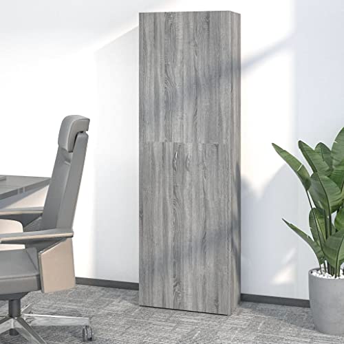 DIGBYS Büroschrank Grau Sonoma 60x32x190 cm Holzwerkstoff