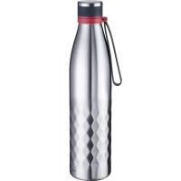 Westmark Isolier-/Thermo-Trinkflasche, hält 8 Std. warm/kalt, kohlensäurefest, 1000 ml, Rostfreier Edelstahl/Silikon/Kunststoff, BPA-frei, Viva, Silber/Rot, 5284226S
