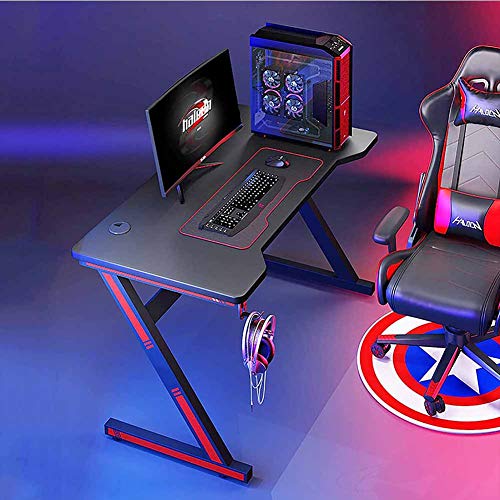 KANBUN Stabiler Desktop-Computertisch, Z-Typ, einfacher ergonomischer und bequemer bogenförmiger E-Sport-Gaming-Tisch, Heimverstärkungs-Lernschreibtisch, 140 x 60 x 75 cm