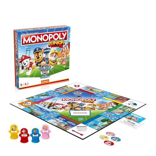 Winning Moves - Monopoly Junior La Paw Patrol - Gesellschaftsspiel ab 5 Jahren – Brettspiel – französische Version