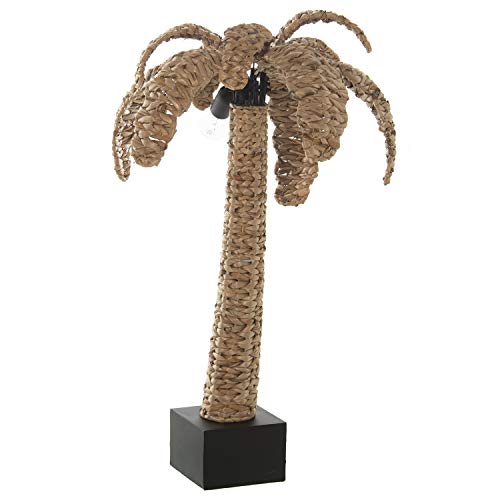 DRW Stehleuchte in Form Einer Palme mit Metallsockel in Natur und Schwarz, 48 x 40 x 74 cm