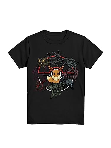 Pokémon Mono Eeveeloutions Eevee Jungen T-Shirt, Schwarz, S