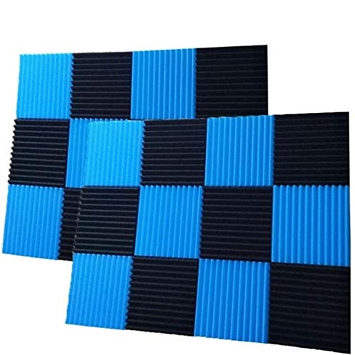 24 Stück 30,5 cm x 30,5 cm x 2,5 cm Akustikplatten Studio-Schalldämmung Schaumstofffliesen Wandplatten (schwarz + blau)