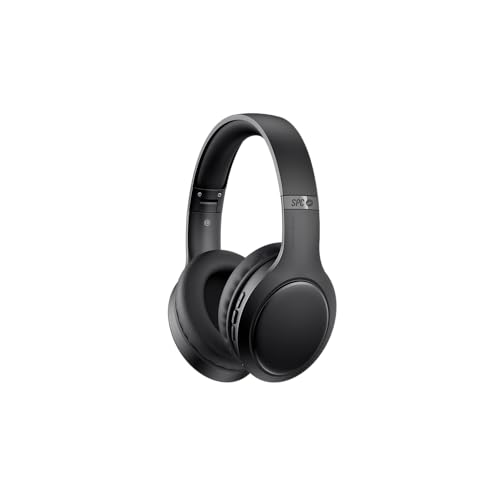 SPC Heron Studio – Bluetooth kopfhörer Over-Ear mit 26 Stunden Akkulaufzeit, Zwei gleichzeitige Verbindungen, integriertes Mikrofon, Aux-In-Eingang und faltbar, Farbe Schwarz